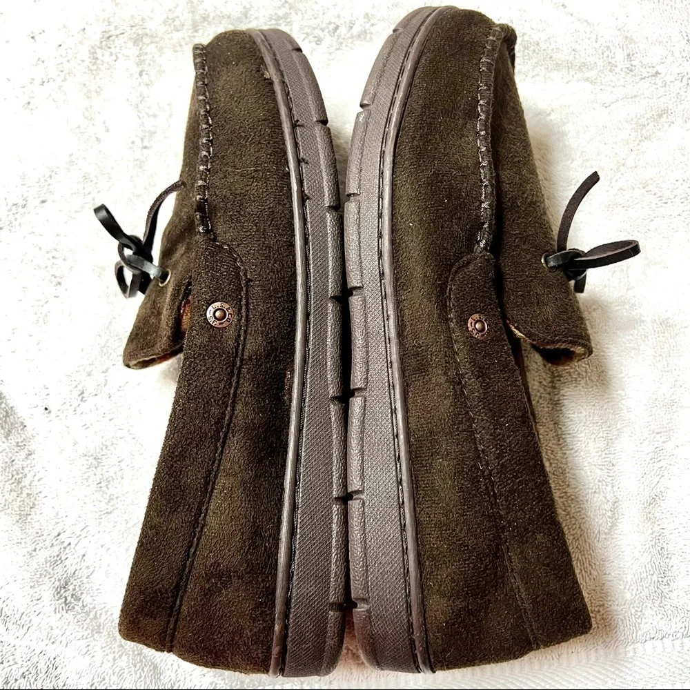 LEVI’S Men's Suede Chocolate brown Moccasin Slippers fleece size 7-8